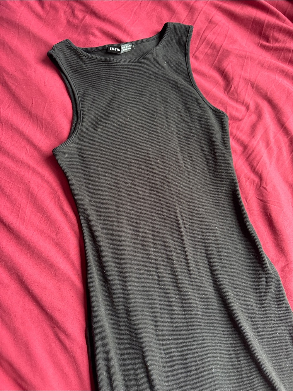 SHEIN Black Ribbed Sleeveless Tank Top